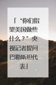 “你们指望美国做些什么？”央视记者提问巴勒斯坦代表