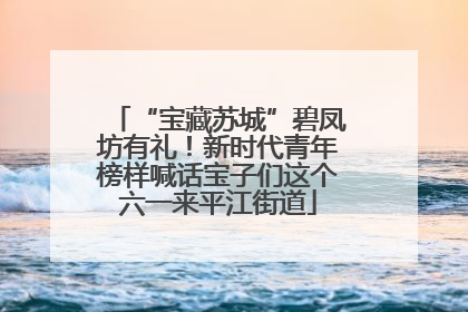 “宝藏苏城”碧凤坊有礼！新时代青年榜样喊话宝子们这个六一来平江街道