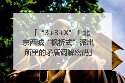 “3+3+X”！北京西城“枫桥式”派出所里的矛盾调解密码