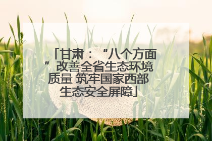 甘肃：“八个方面”改善全省生态环境质量 筑牢国家西部生态安全屏障