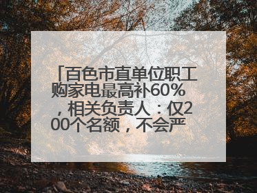 百色市直单位职工购家电最高补60％，相关负责人：仅200个名额，不会严格筛查身份