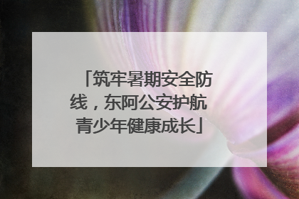 筑牢暑期安全防线，东阿公安护航青少年健康成长