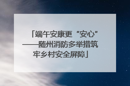 端午安康更“安心”——随州消防多举措筑牢乡村安全屏障