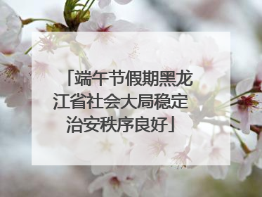 端午节假期黑龙江省社会大局稳定治安秩序良好