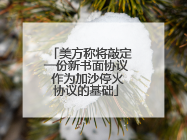 美方称将敲定一份新书面协议 作为加沙停火协议的基础