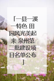 一县一溪一特色 田园风光美起来 泉州第二批建设项目名单公布