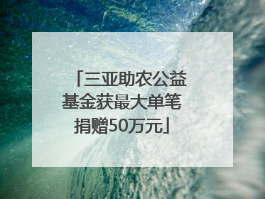 三亚助农公益基金获最大单笔捐赠50万元
