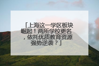 上海这一学区板块崛起！两所学校更名，依托优质教育资源强势逆袭？