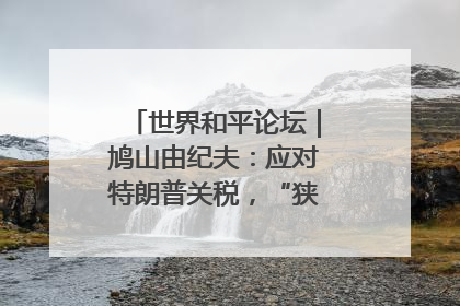 世界和平论坛｜鸠山由纪夫：应对特朗普关税，“狭路相逢勇者胜”