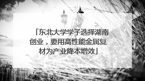 东北大学学子选择湖南创业，要用高性能金属复材为产业降本增效
