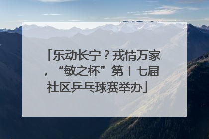 乐动长宁？戎情万家，“敏之杯”第十七届社区乒乓球赛举办