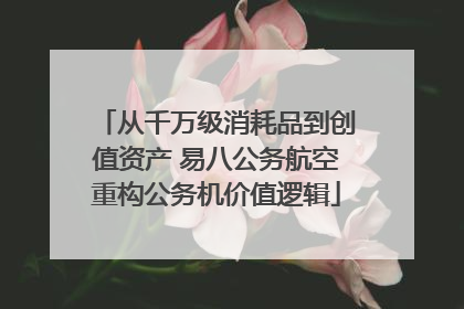 从千万级消耗品到创值资产 易八公务航空重构公务机价值逻辑