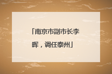 南京市副市长李晖，调任泰州