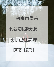 南京市委宣传部副部长张政，已任高淳区委书记