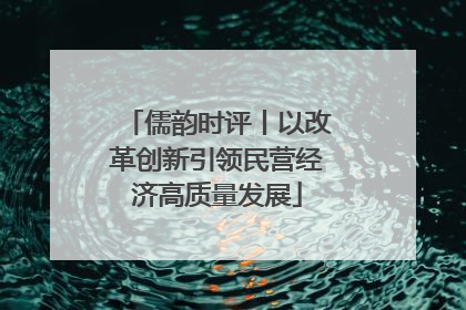 儒韵时评丨以改革创新引领民营经济高质量发展