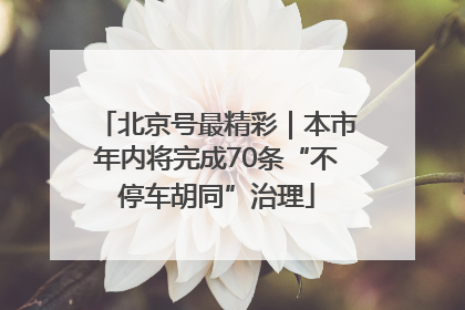 北京号最精彩｜本市年内将完成70条“不停车胡同”治理