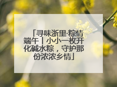 寻味浙里·粽情端午丨小小一枚开化碱水粽，守护那份浓浓乡情