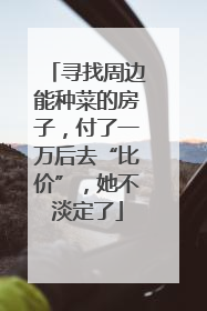 寻找周边能种菜的房子，付了一万后去“比价”，她不淡定了