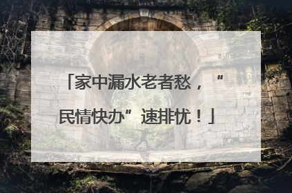 家中漏水老者愁，“民情快办”速排忧！