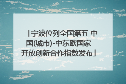 宁波位列全国第五 中国(城市)-中东欧国家开放创新合作指数发布