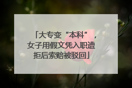 大专变“本科”，女子用假文凭入职遭拒后索赔被驳回