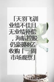天羽飞训业绩不佳且无业绩补偿，海航控股仍豪掷8亿收购丨一周市场观察