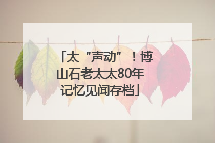 太“声动”！博山石老太太80年记忆见闻存档