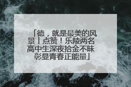 德，就是最美的风景丨点赞！乐陵两名高中生深夜拾金不昧 彰显青春正能量