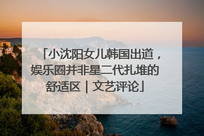 小沈阳女儿韩国出道，娱乐圈并非星二代扎堆的舒适区｜文艺评论