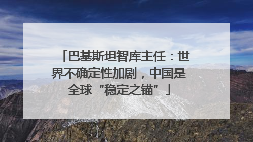 巴基斯坦智库主任：世界不确定性加剧，中国是全球“稳定之锚”