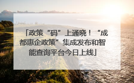 政策“码”上通晓！“成都惠企政策”集成发布和智能查询平台今日上线