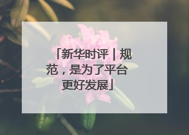 新华时评｜规范，是为了平台更好发展