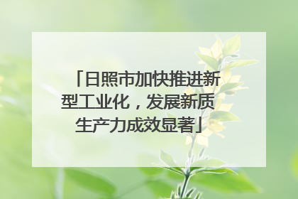 日照市加快推进新型工业化，发展新质生产力成效显著