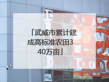 武威市累计建成高标准农田340万亩