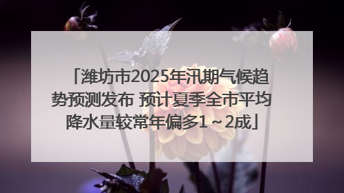 潍坊市2025年汛期气候趋势预测发布 预计夏季全市平均降水量较常年偏多1～2成