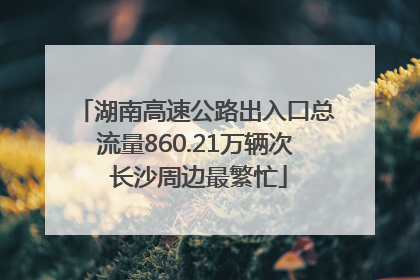 湖南高速公路出入口总流量860.21万辆次 长沙周边最繁忙