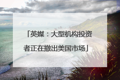 英媒：大型机构投资者正在撤出美国市场