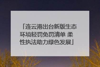 连云港出台新版生态环境轻罚免罚清单 柔性执法助力绿色发展