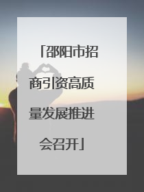 邵阳市招商引资高质量发展推进会召开