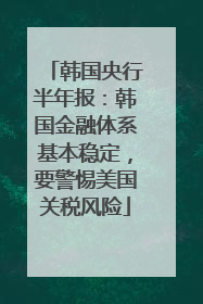 韩国央行半年报：韩国金融体系基本稳定，要警惕美国关税风险