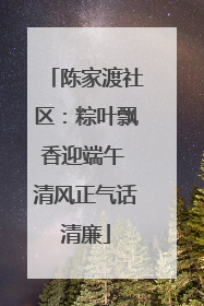 陈家渡社区：粽叶飘香迎端午 清风正气话清廉