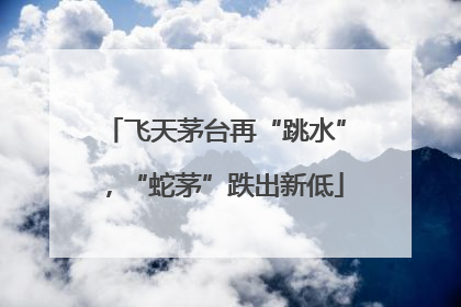 飞天茅台再“跳水”，“蛇茅”跌出新低