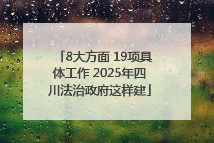 8大方面 19项具体工作 2025年四川法治政府这样建